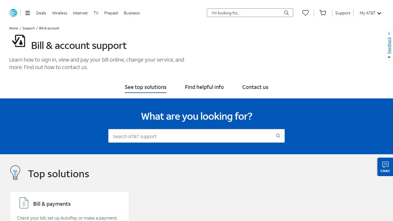 Bill & account support for Bill & account customers - AT&T